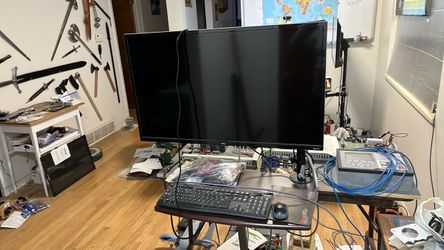 32” smart TV monitor keyboard and rolling stand