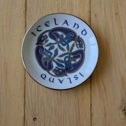 Dragon Viking Design Iceland Porcelain Plate Wall Hanging, Trinket Holder 4" New. Intricate painting souvenir.

