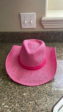 Pink Woven Straw Cowboy Hat