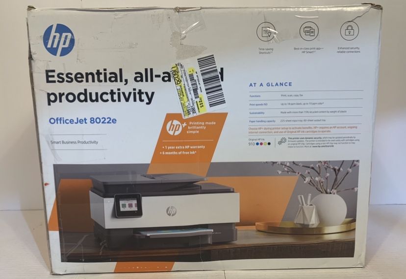 HP OfficeJet 8022e Wireless Inkjet Color All-in-One Printer, Print Copy Scan Pages Printed - 85
