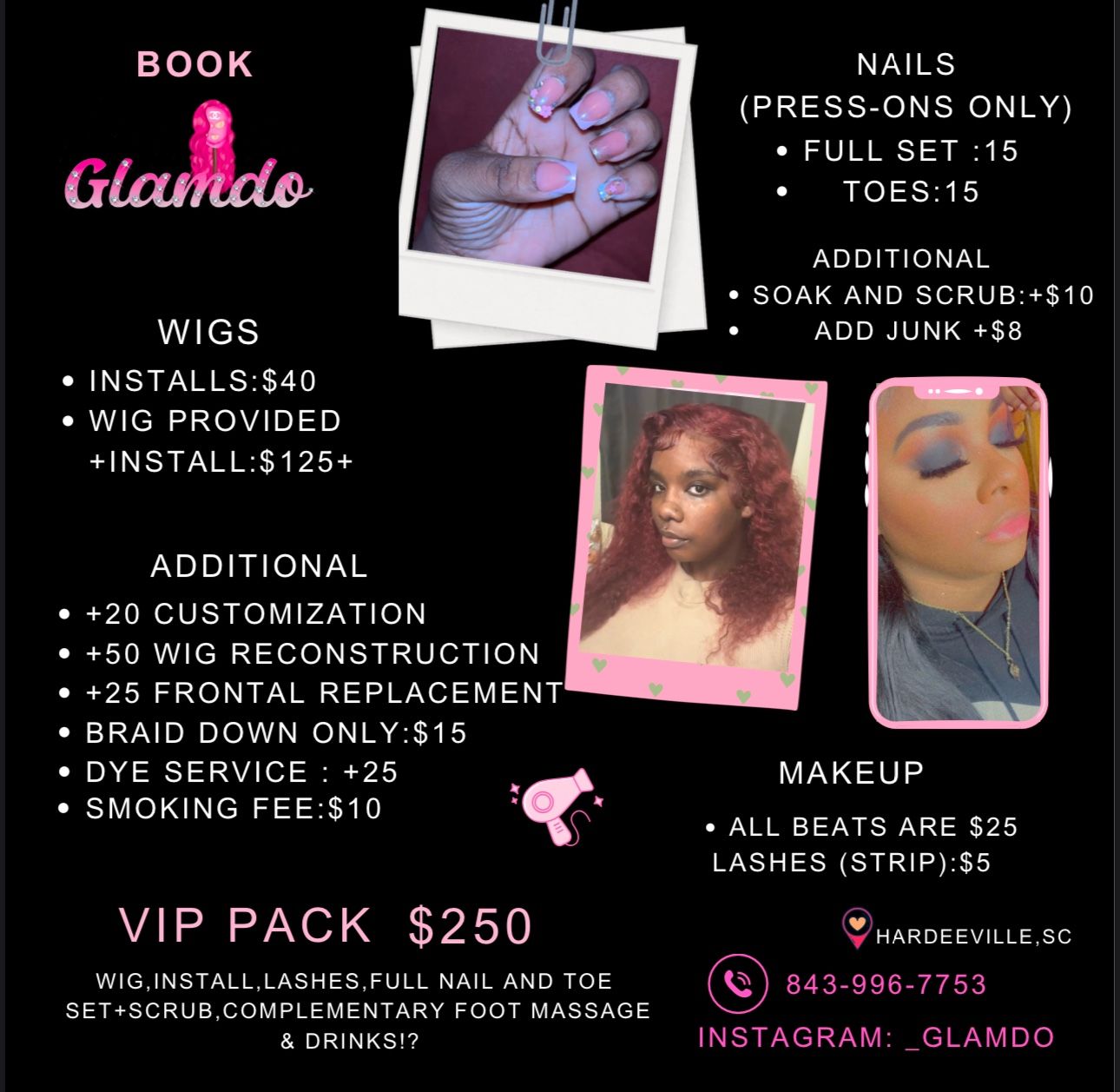 Wig,Makeup & Nail Set.