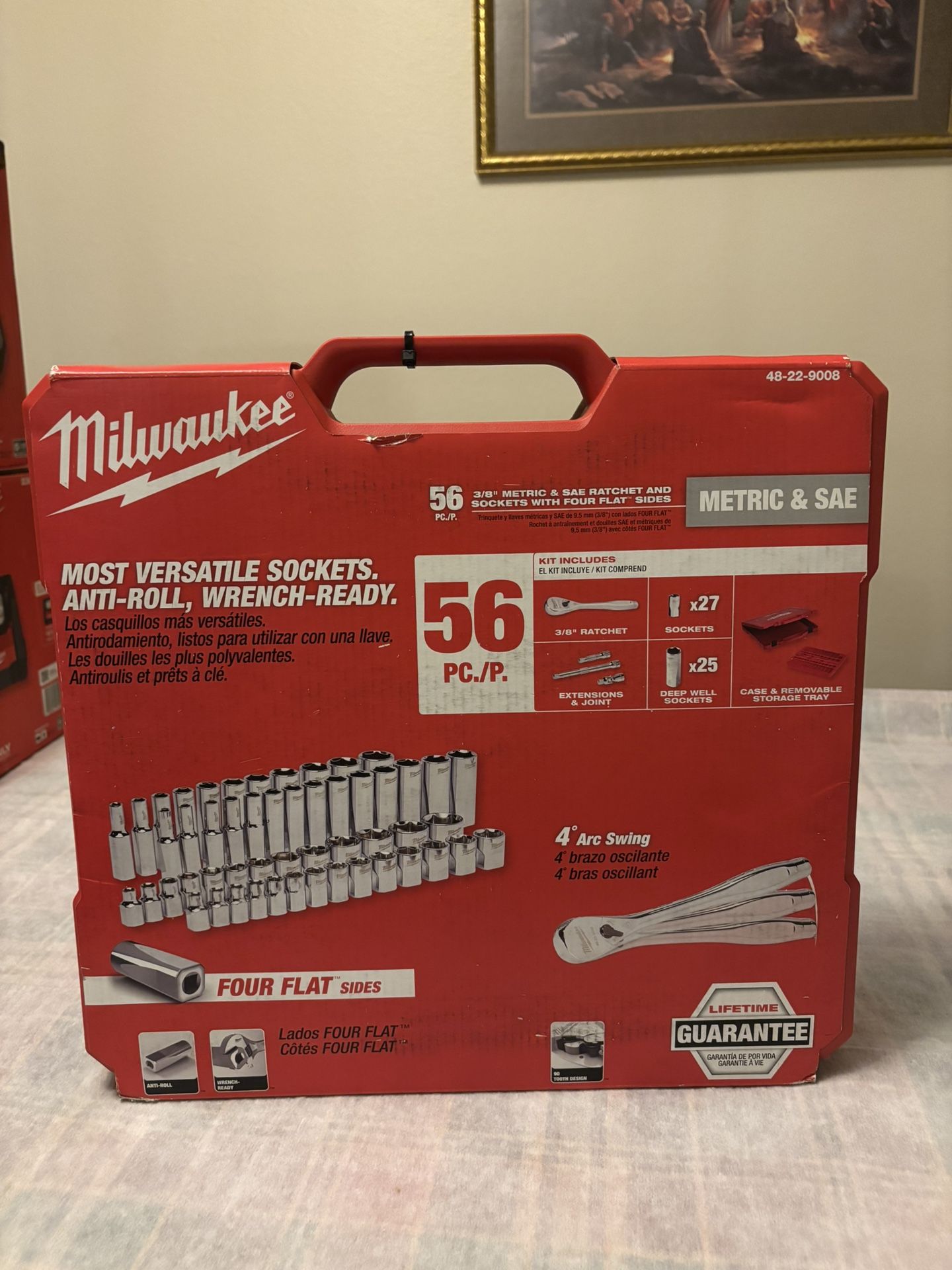 Milwaukee 48-22-9008 3/8" Drive 56-Piece Ratchet & Socket Set - SAE & Metric