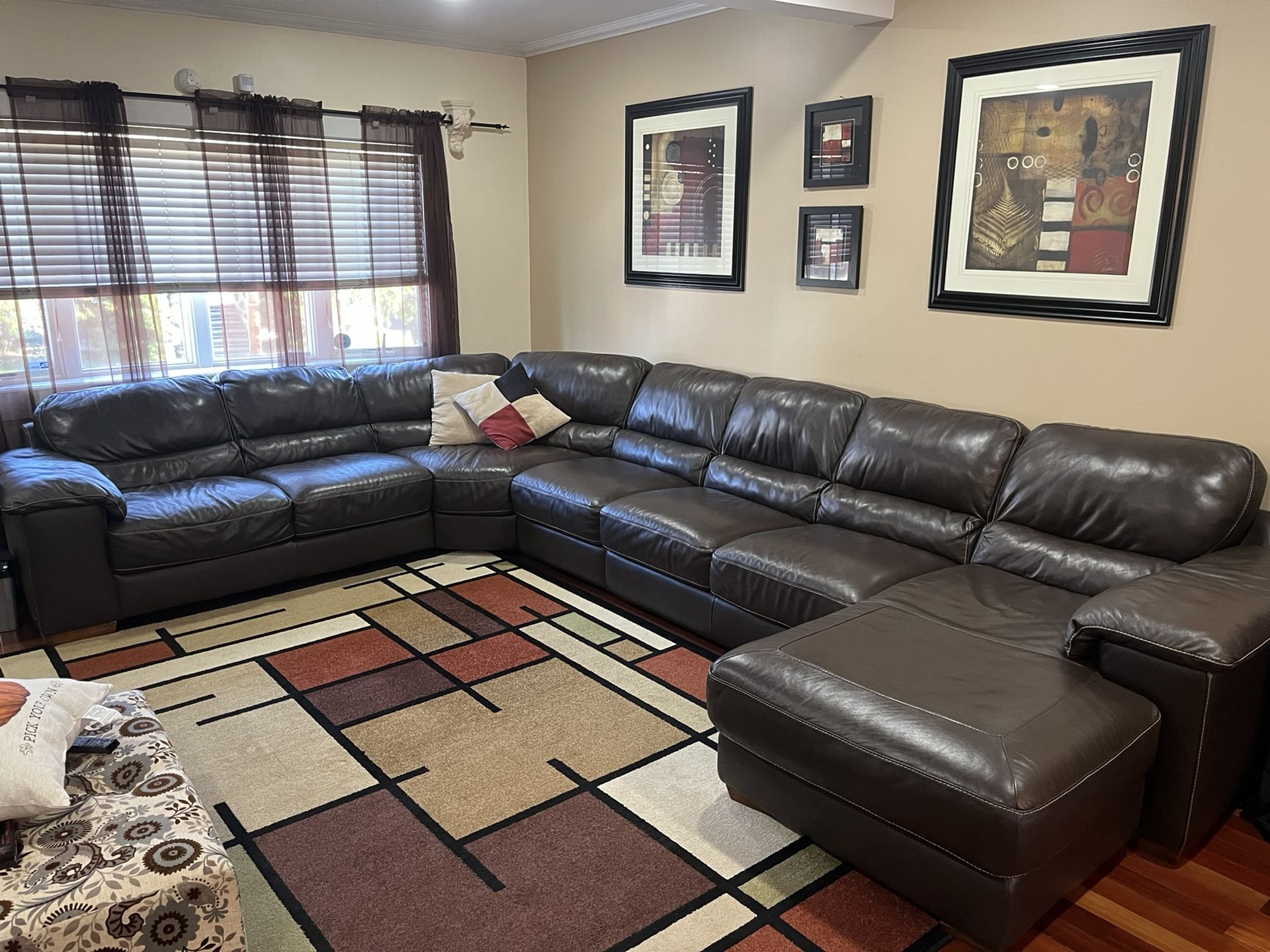 Raymore & Flannigan 13X9 Leather Sectional With Lazy Boy