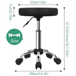 Adjustable Salon Chair Small Rolling Stool with Wheels for Spa Salon Massage Home Office Black