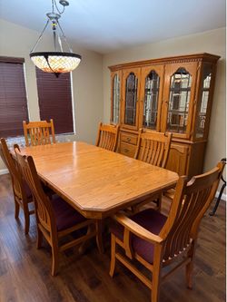 Solid Oak Dining Room Set with China Cabinet