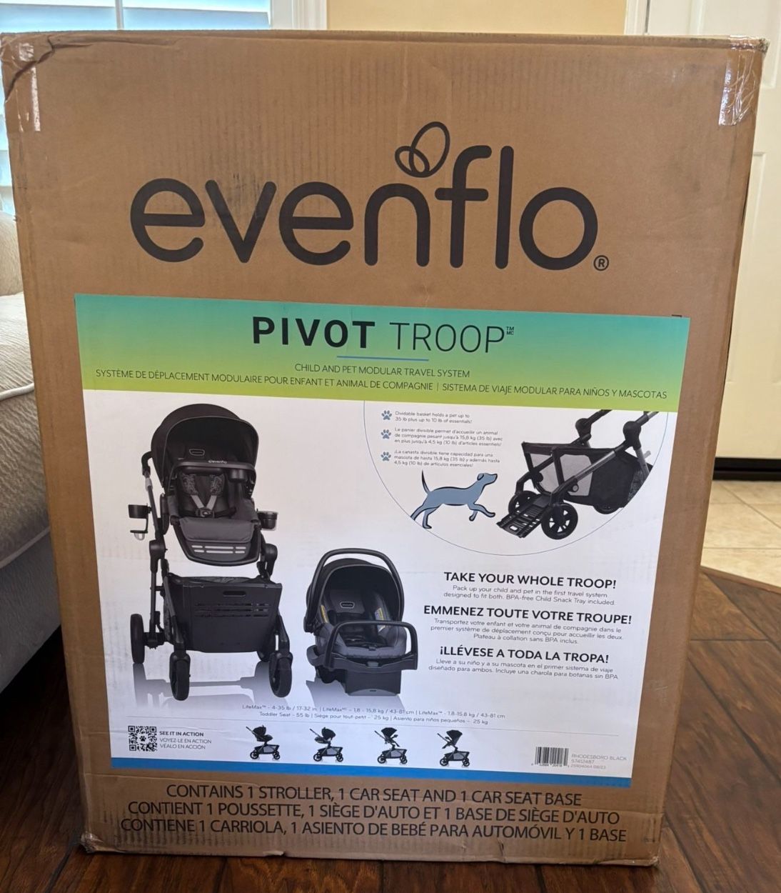 Evenflo Pivot Troop Child and Pet Modular Travel System (Rhodesboro Black) Stroller