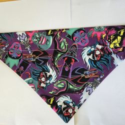 Disney Villains  Purple 100% Cotton Dog Bandana Over Collar L
