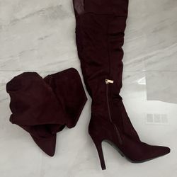 Forever 21 thigh high suede heeled boots 