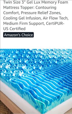 Gellux 3in twin memory foam topper