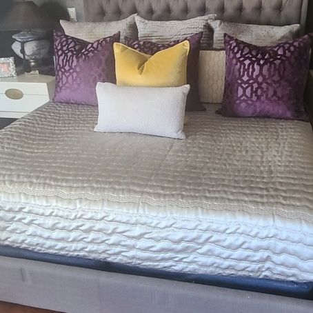 California King Bed With Mattress, Box Spring and Headboard 