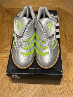Adidas Silver and Green Indoor Soccer Shoes 7.5w/6.5Y