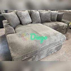 Corduroy Sofa set Livingroom couch Gray and Beige