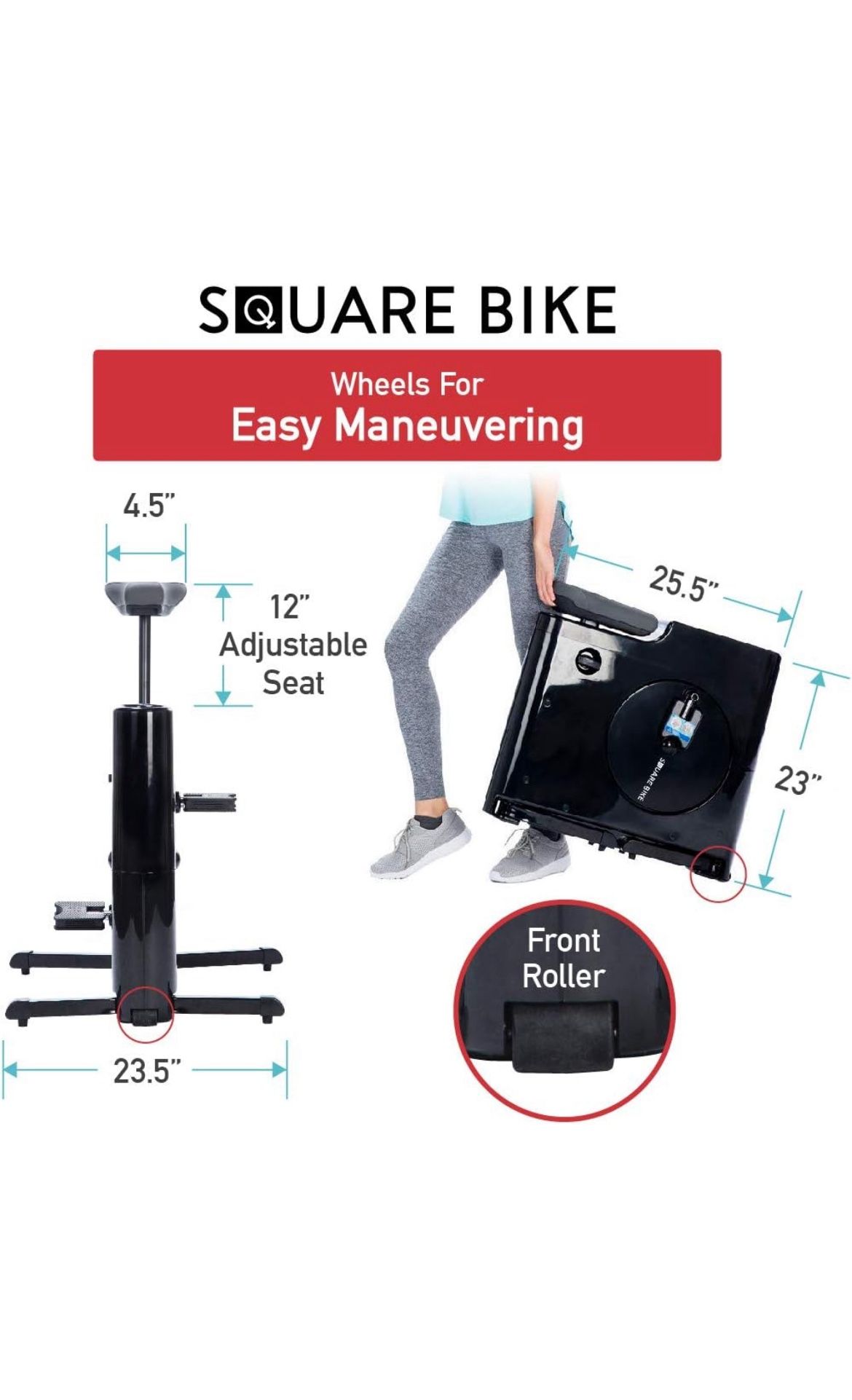 Compact Office Bedroom Dorm Exercise Stationary Square Bike Indoor