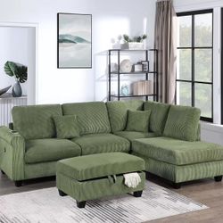 New Corduroy Sectional Couch / Free Delivery 