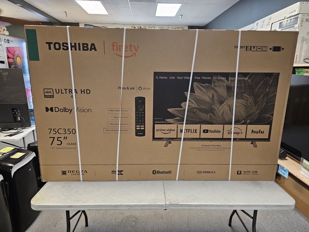 TOSHIBA 75 INCH UHD FIRE TV'S IN STOCK MANY AVAILABLE BLUETOOTH AIR PLAY W/WARRANTY - PAYMENT PLANS