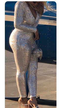 Silver sequin jumpsuit
