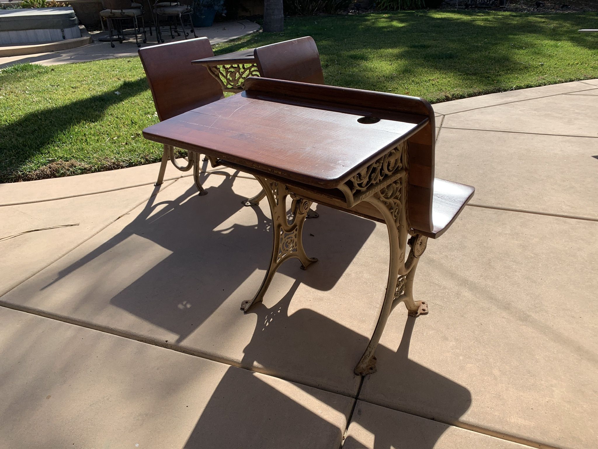 Antique School Desk And Chairs