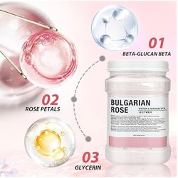 Jelly Mask for Facials Professional Natural Gel Face Masks,Hydrating Rubber Mask, 23 Fl Oz Jar Face Mask SkinCare (Bulgarian Rose) and Mixing Bowl Set