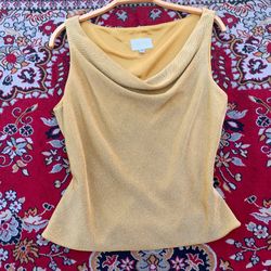 Caché Gold Shimmer Cowl Neck Top