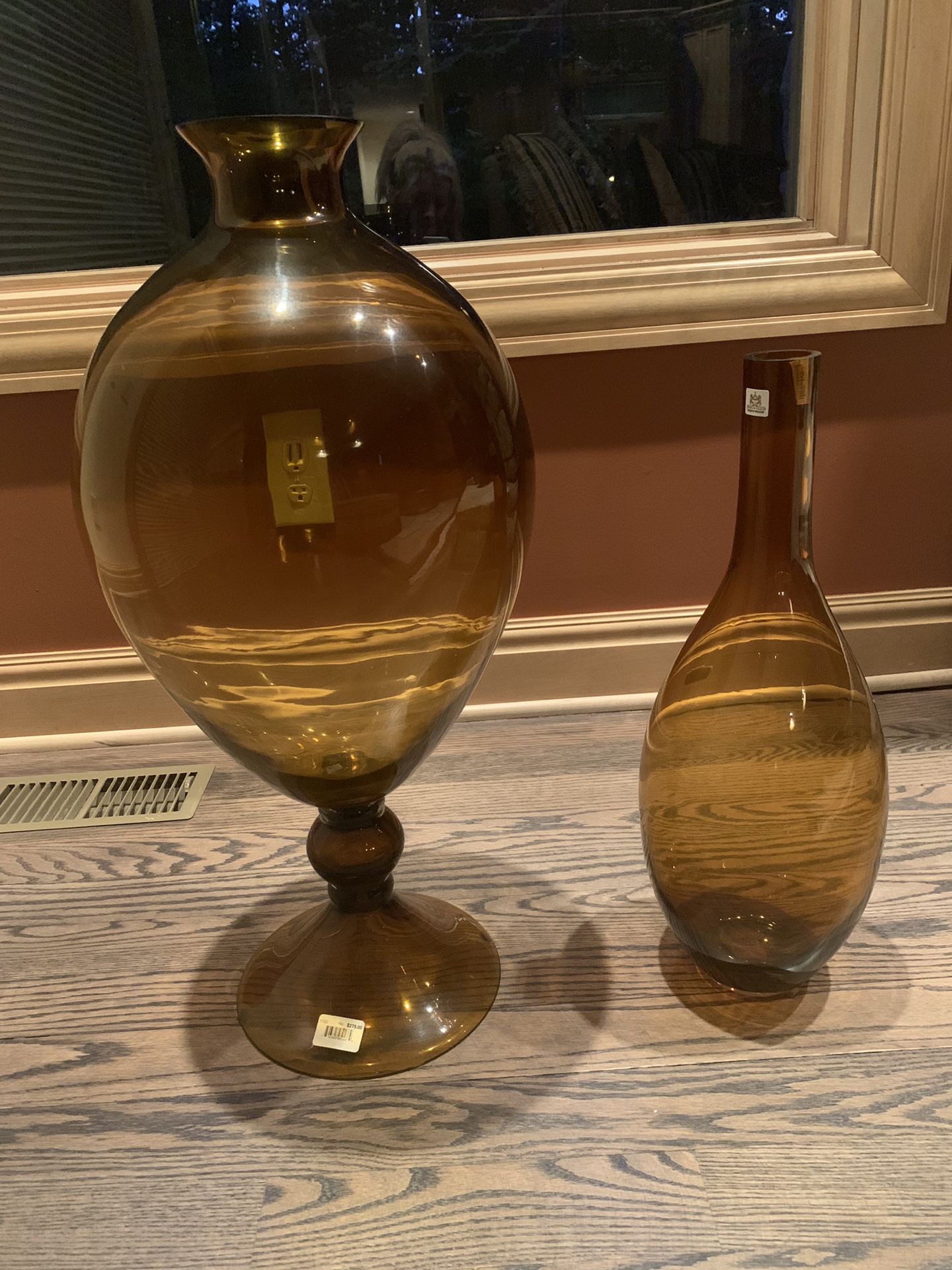 Beautiful expensive blown Glass home decor two beautiful bubble vases