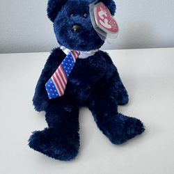 TY Pops Beanie Baby Plush Toy, Retired Collection TY Beany, Blue Maple Teddy Bear Toy