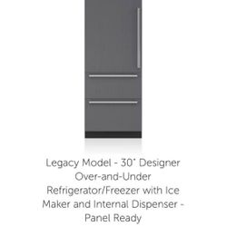 Legacy Model - 30" Designer Over-and-Under Refrigerator/Freezer with Ice Maker and Internal Dispense
