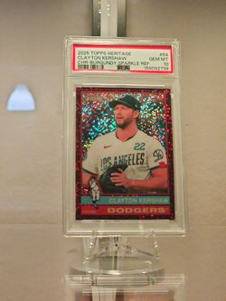2025 Topps Heritage Clayton Kershaw #64 Chrome Burgundy Sparkle Refractor Psa 10