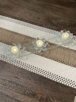 Flower Glass & Crystal Tea light Holder 