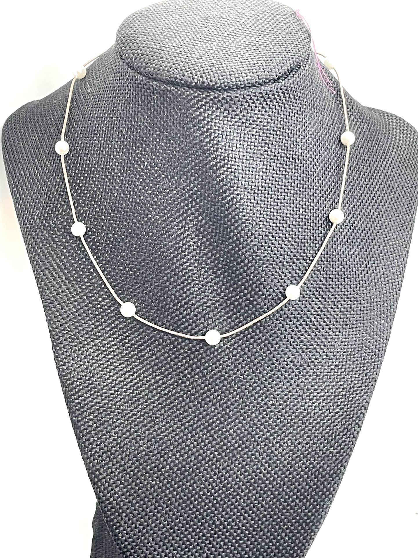 Sterling Pearl Station Necklace
