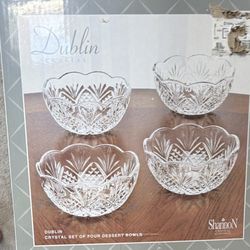 Shannon Crystal by Godinger Dublin Clear Crystal Dessert Bowls Set of 4