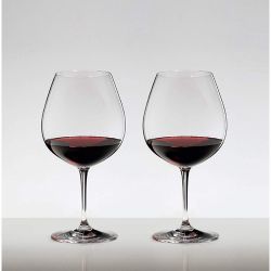 Set Of 2 Riedel Vinum  Pinot  Noir (Burgundy Red) Crystal Wine Glasses, H8.25” Smooth Stem