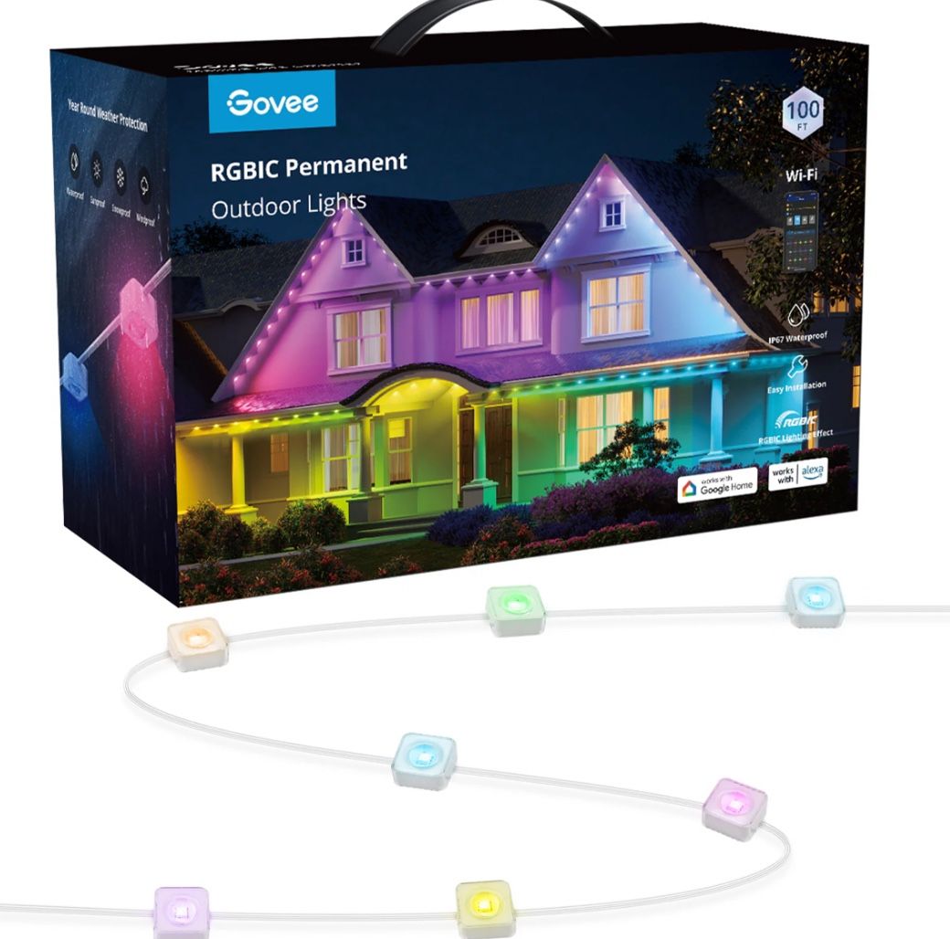 MSRP $280 Govee 100ft (30m) Permanent Outdoor LED Lights RGBIC Model H705A