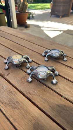 Pewter tea candle holders (3)