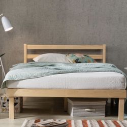 New Wooden King Size Platform Bed Frame With Headboard 