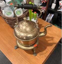 Brass Spirit Kettle with trivet and warmer