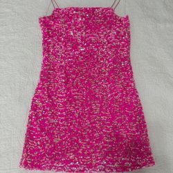 Pink Sequined Mini Dress