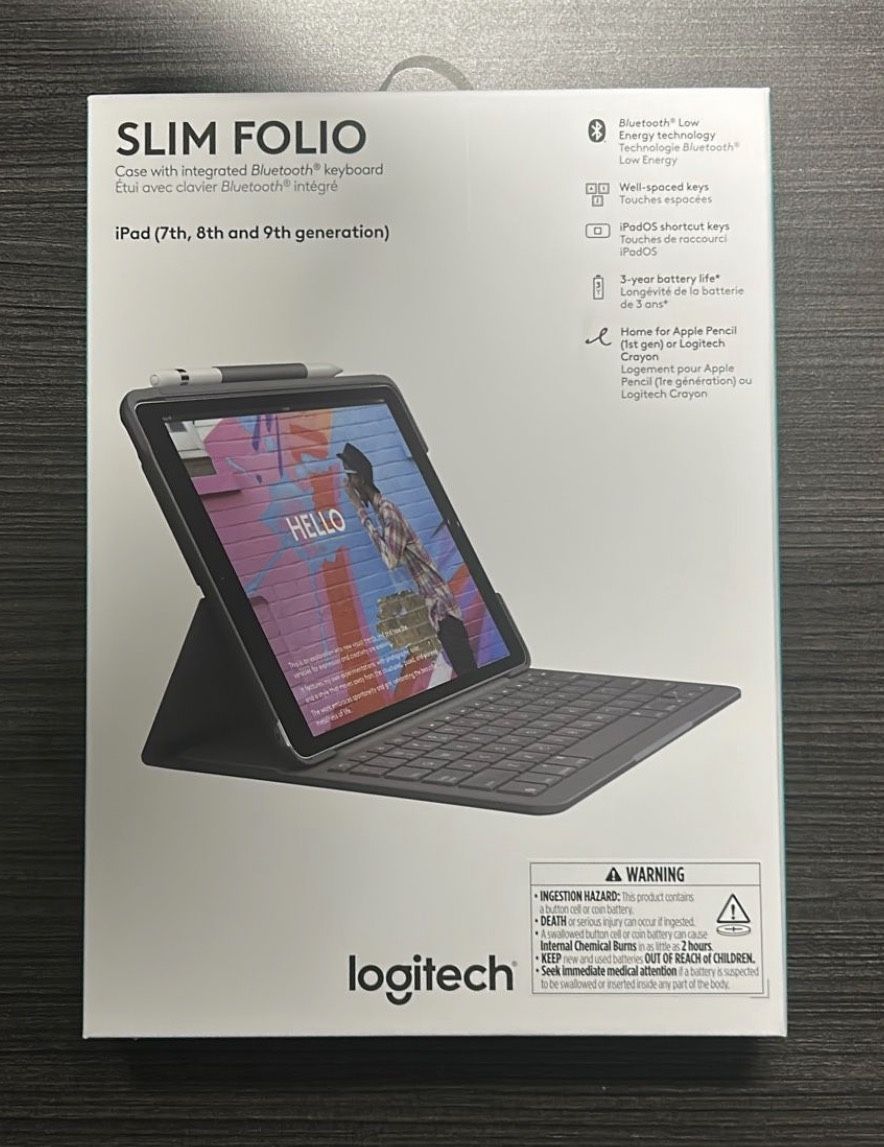 Brand New Logitech Slim Folio For IPad 7,8,9 Gen