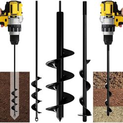 Auger Drill Bit for Planting 2 Pack with Soil Mixer – 1.6 x 16 Inch & 3.5 x 16 Inch Set - Garden Earth Auger and Bulb Planter Tool - Hole Digger - Dri