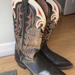 Men's Black Roma Calf Western Cowboy Boots Size 9
