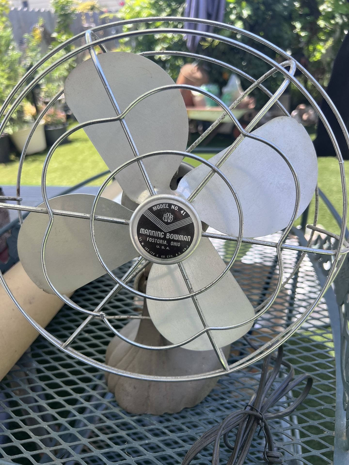 Antique Deco Aluminum Manning Bowman Fan #41