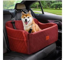 Red Quilted Dog Car Booster Seat