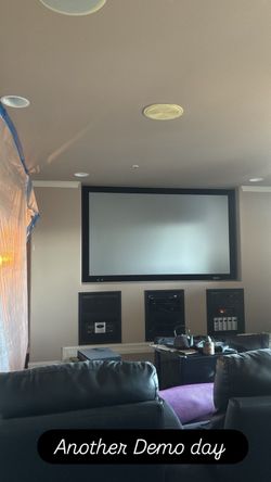 100 inch stewart fire hawk screen and optomo projector