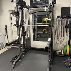PRO SERIES Ultimate 3-1 Half Rack Functional Trainer w/Smith Machine Bar | 400lb Stack | Gym Equipment | Fitness | Commercial | Squat Rack 