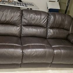 brown leather reclining sofa