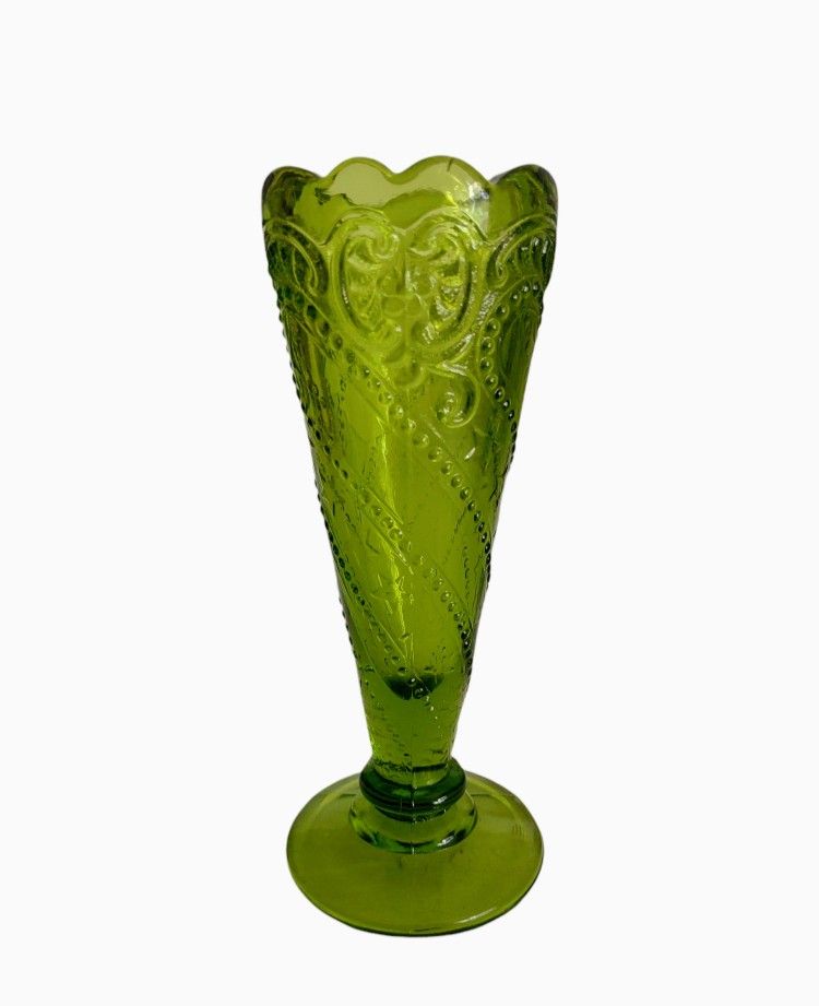Vintage Anchor Hocking Star Of David Green Vase