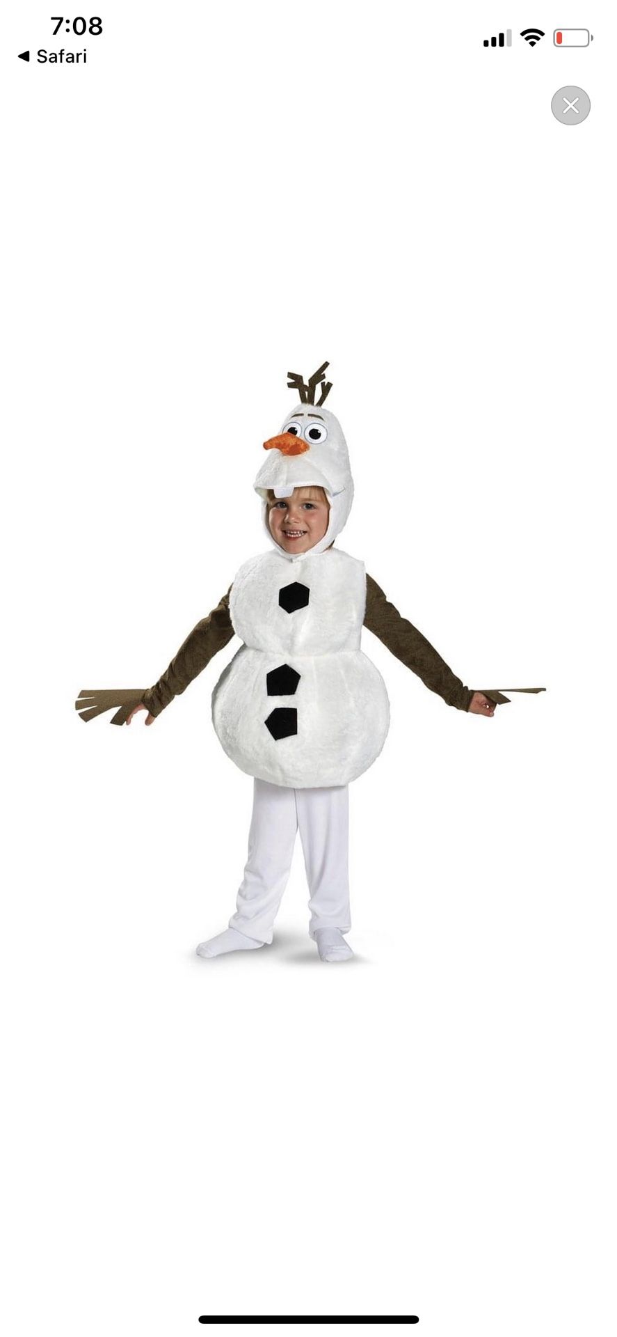 Toddler 2-3t olaf costume