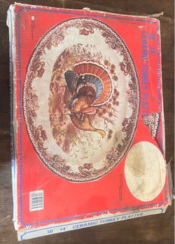 Vintage 18" x 14" Ceramic Turkey Platter