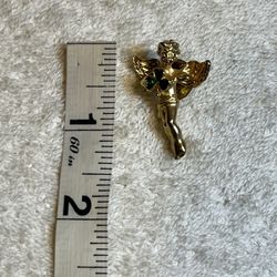 Avon Angel With Green Shamrock Lapel Pin Back