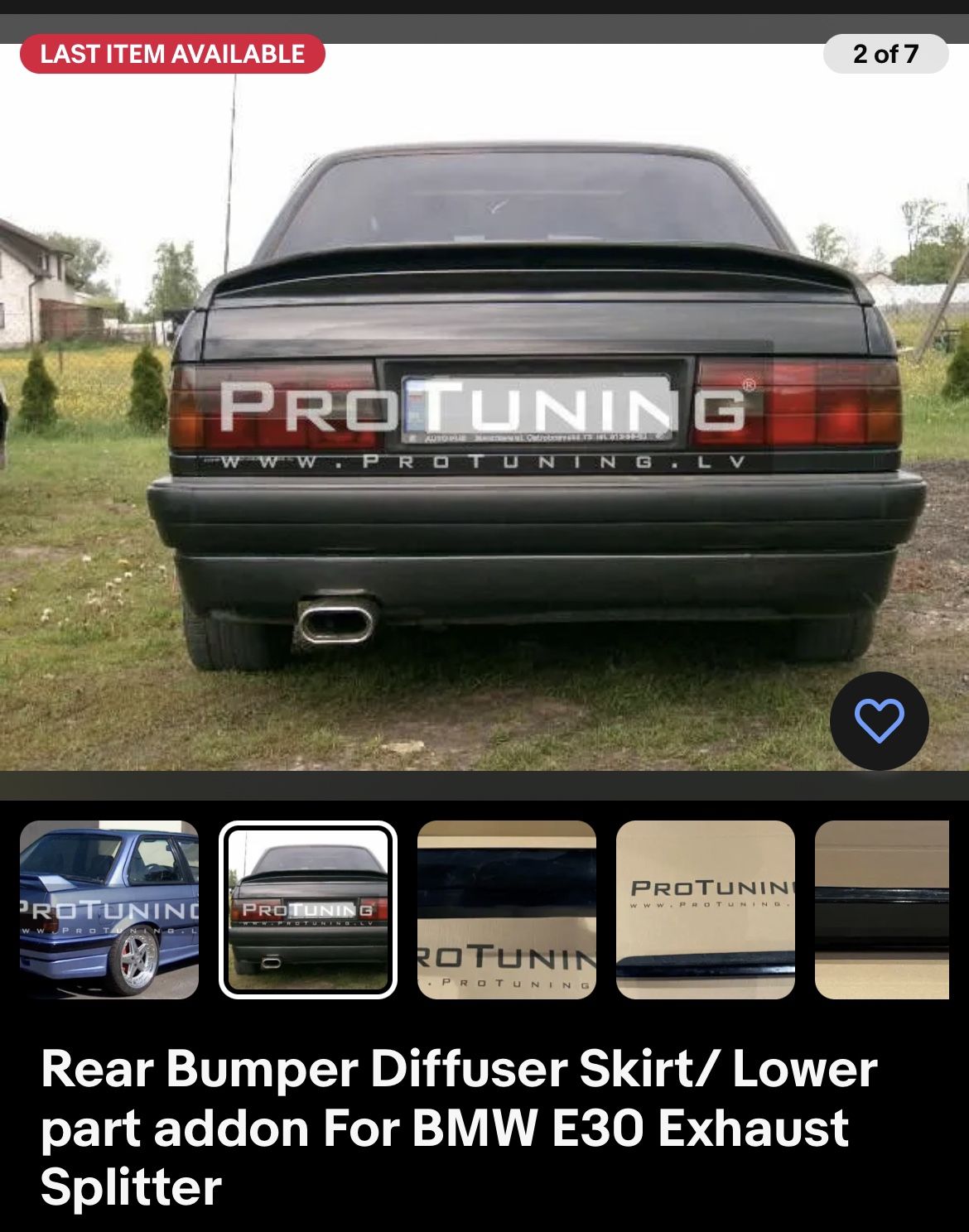 Bmw E30 Rear Valance