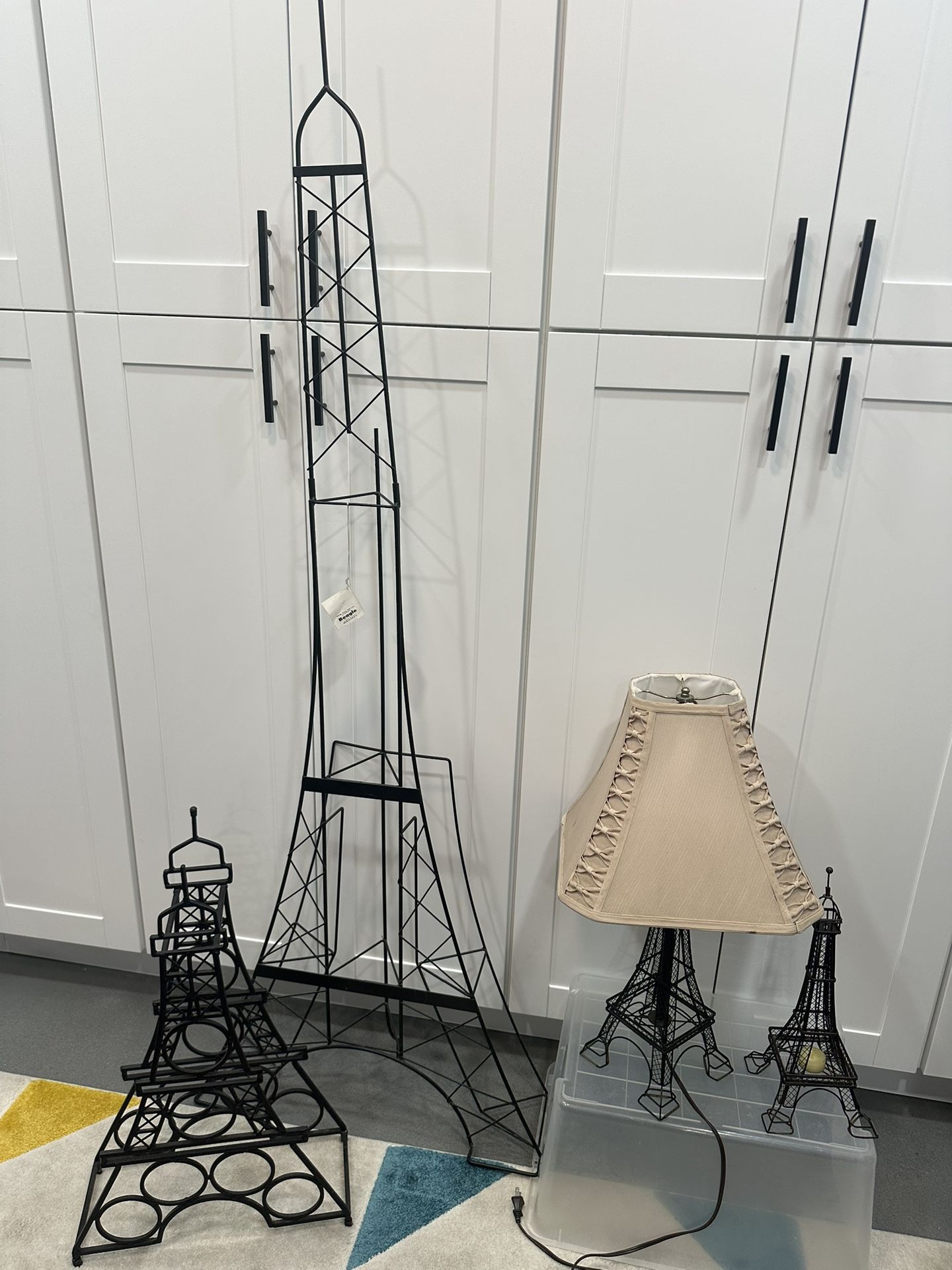 Paris Décor Bundle – Eiffel Tower CD Rack, Lamp, Wine Rack & Candle Holder